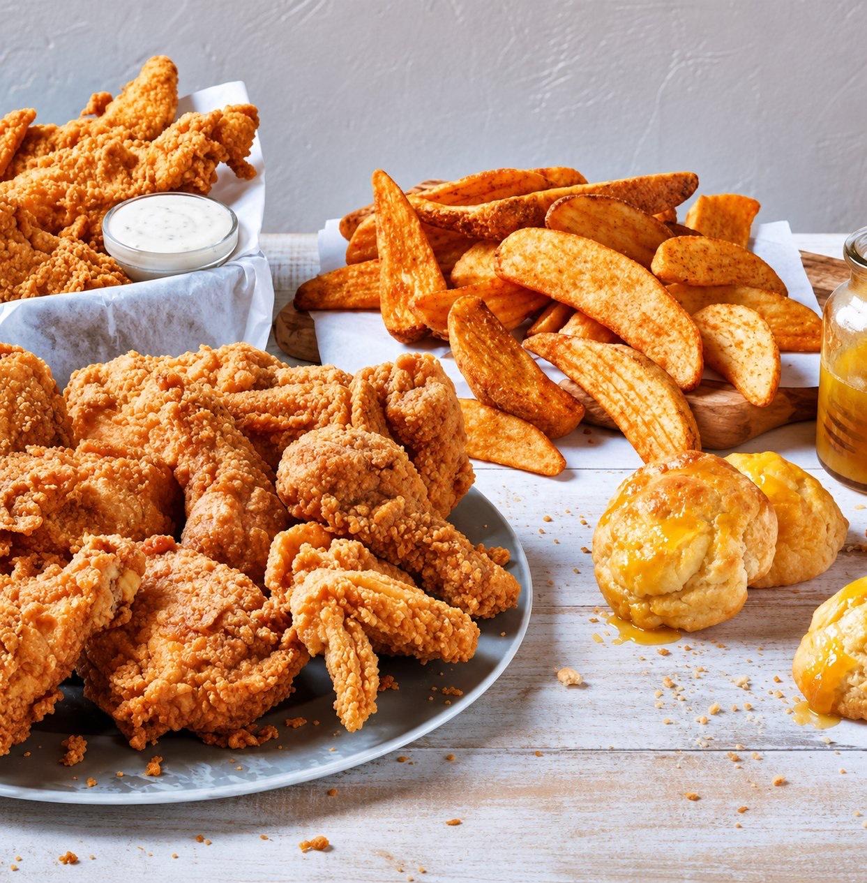 12 Tenders(only) +6 Biscuits+ Family Wedges +2 Sauces