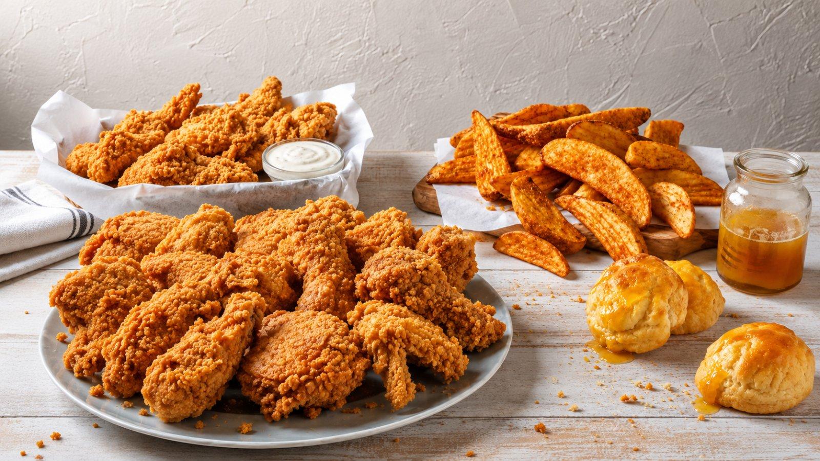 12 Pc Bone In + 6 Tenders +6 Biscuits+ Family Wedges +3 Sauces