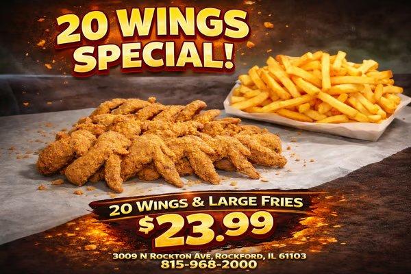 20 Wings with Fries