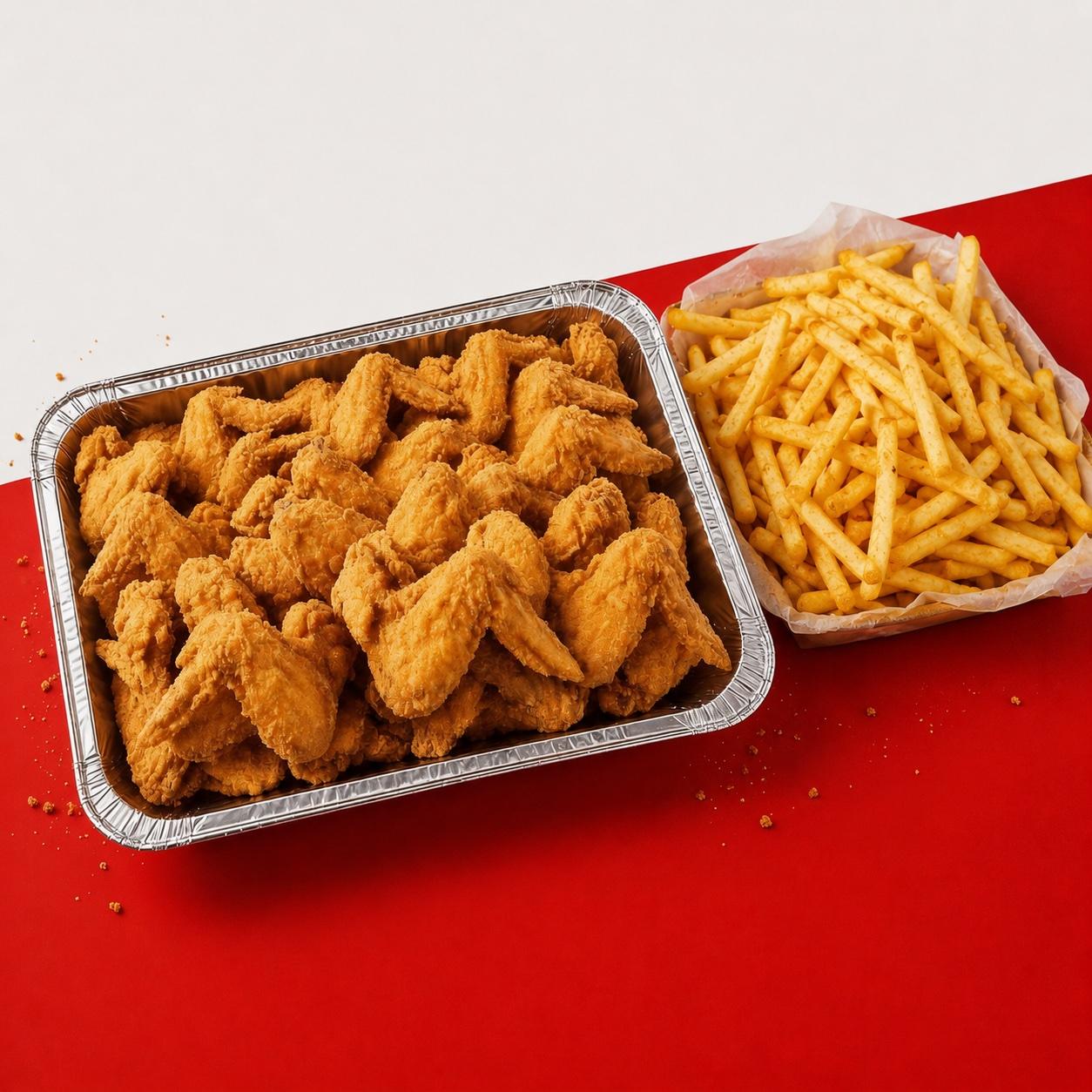 25 wings w/fries