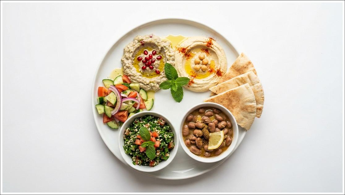 #15 Xl Breakfast Plate - Baba Ghanouj , Hummus