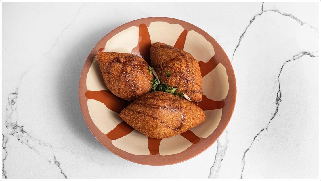 Fried Kibbeh (Meat, Onion, & Nuts) 3 pcs