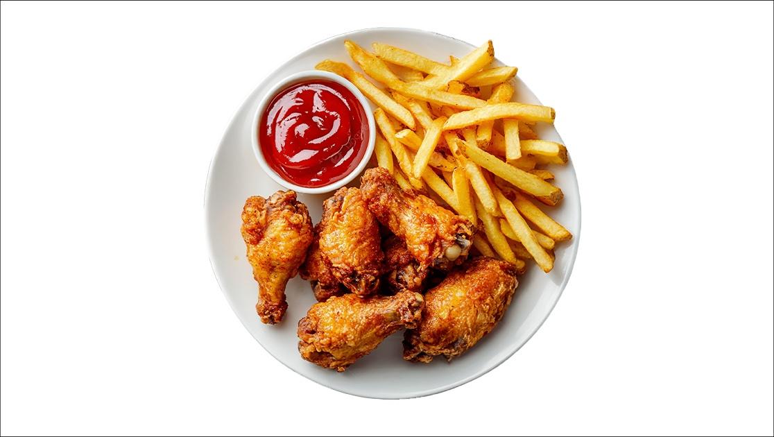 12 Wings w/ Fries + Garlic Sauce